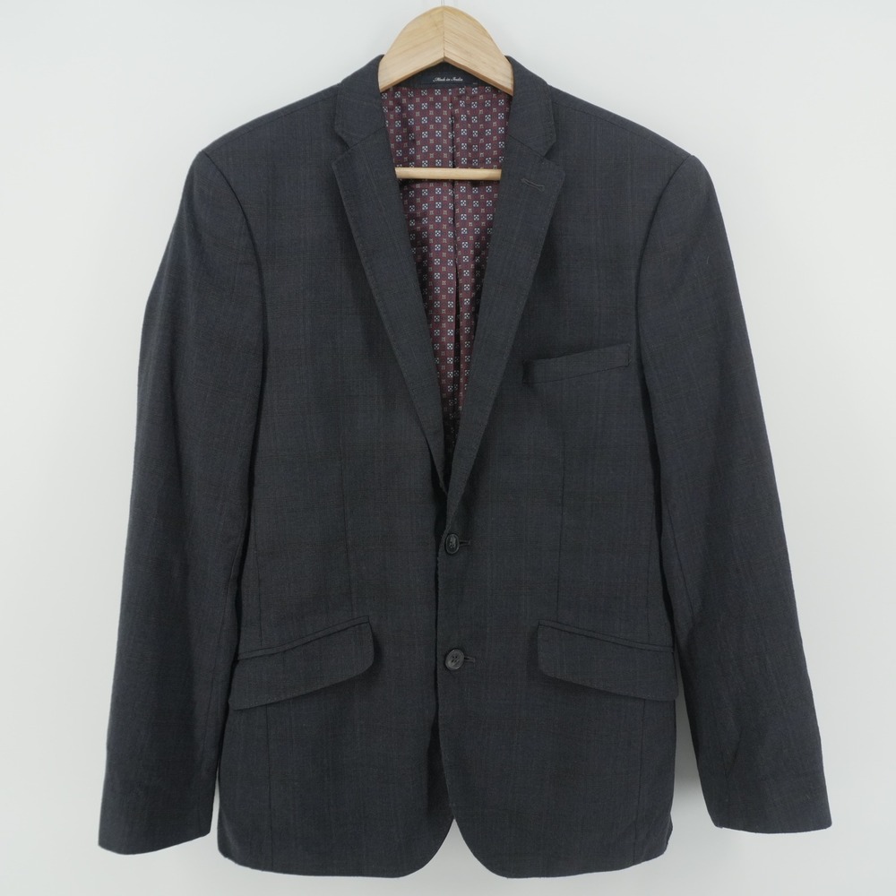 Original Penguin Sport Coat Mens 38R Charcoal Grey Wool Glen Plaid Blazer